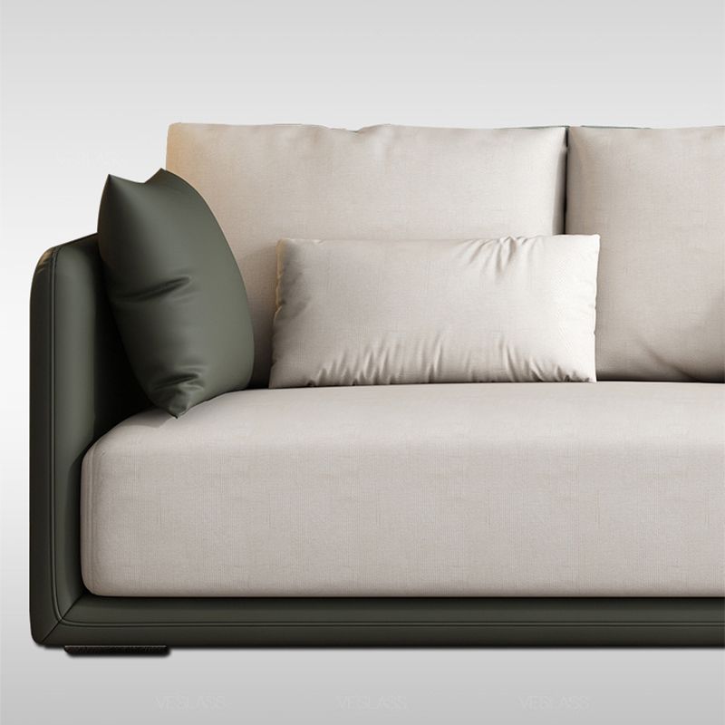 Faux Leather Sectional Square Arm Cushion Back Sofa for Living Room