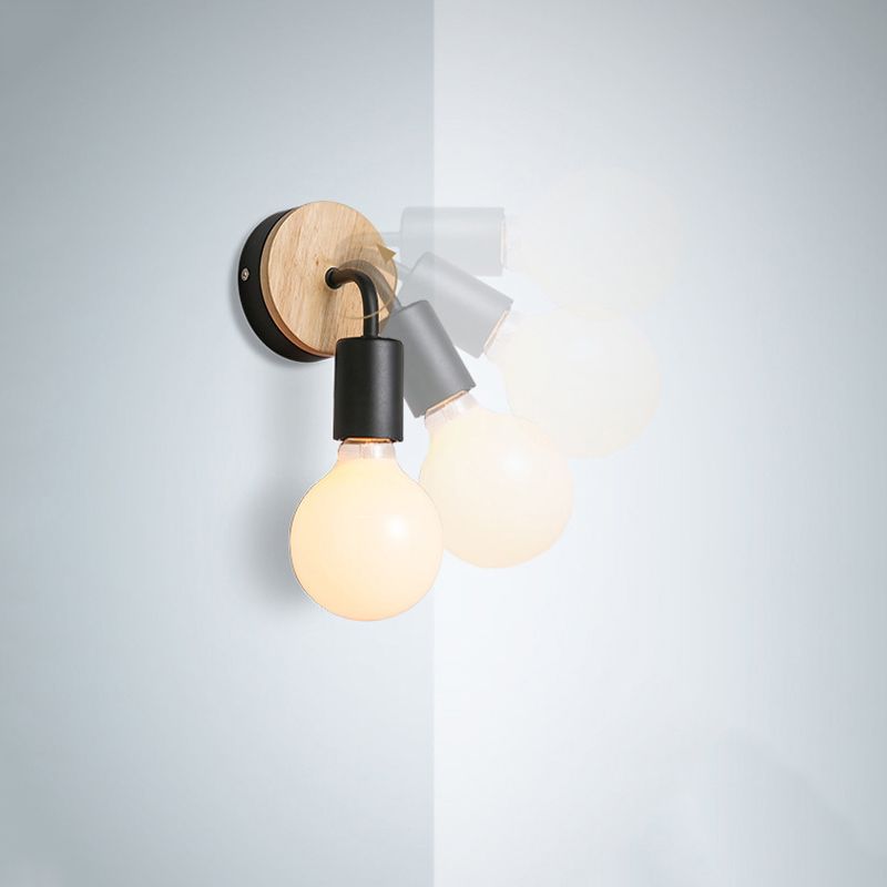 Nordic Style Wooden Vanity Light Circle Shape Vanity Lamp for Shower Room