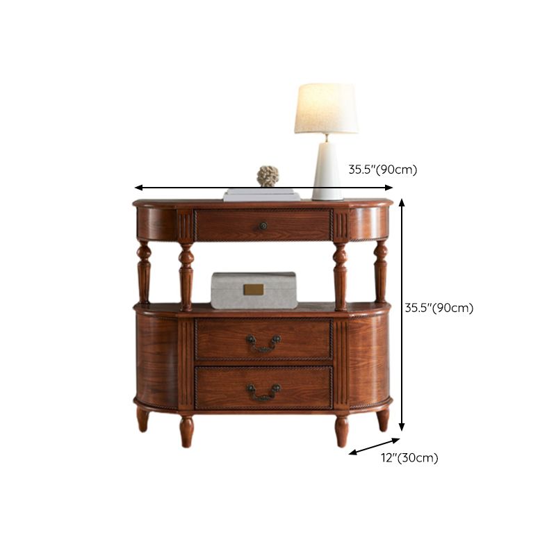 Mid-Century Modern Wood Accent Table Half Moon Console Sofa Table for Hall