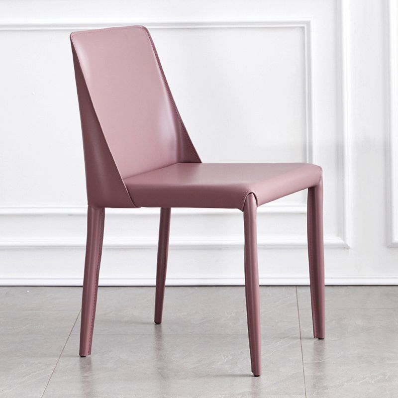 Contemporary PU Leather Dining Side Chair Matte Finish Solid Back Dining Chair
