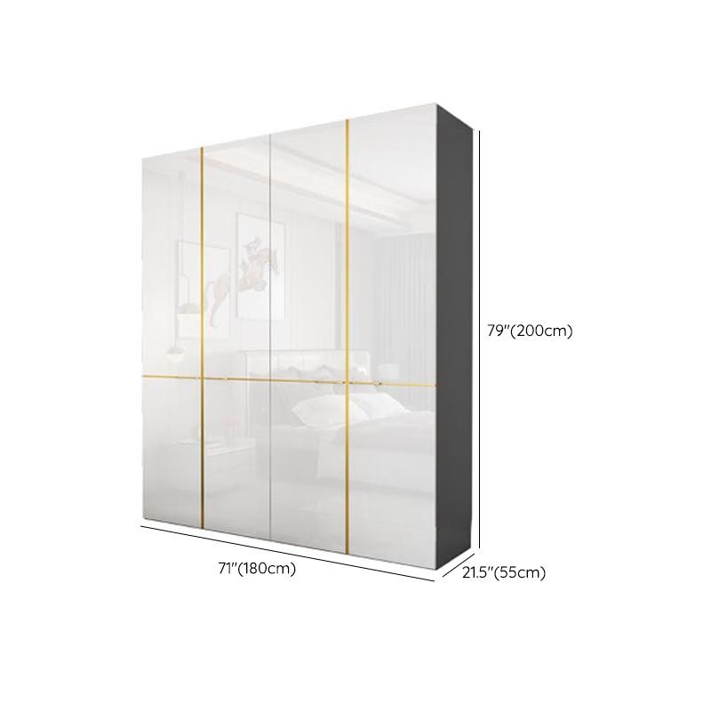 Modern Rectangle Wardrobe Cabinet Wooden White Cabinet with Clothes Rail