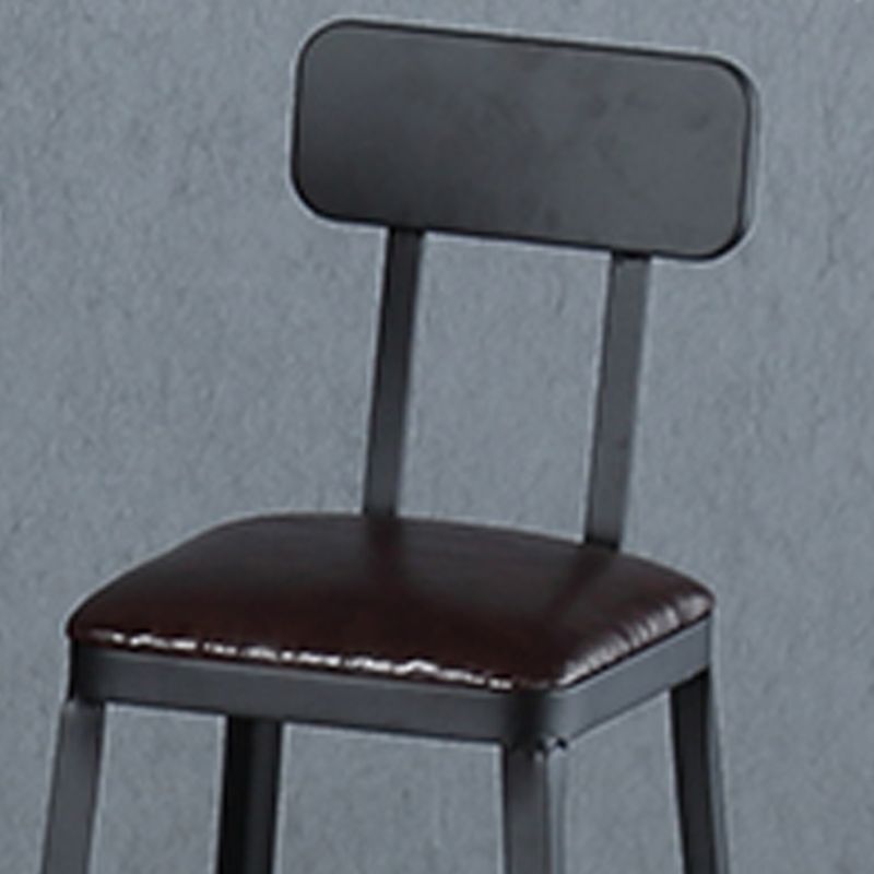 Industrial Armless Counter Stool Iron Bar Stool with Pedal and Leather Cushion