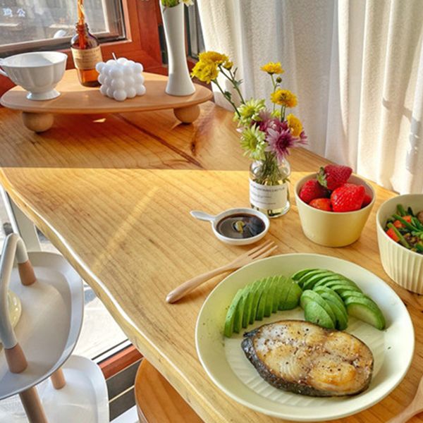 1/3 Pieces Modern Rectangular Bar Table Set Wooden Counter Table with High Stools