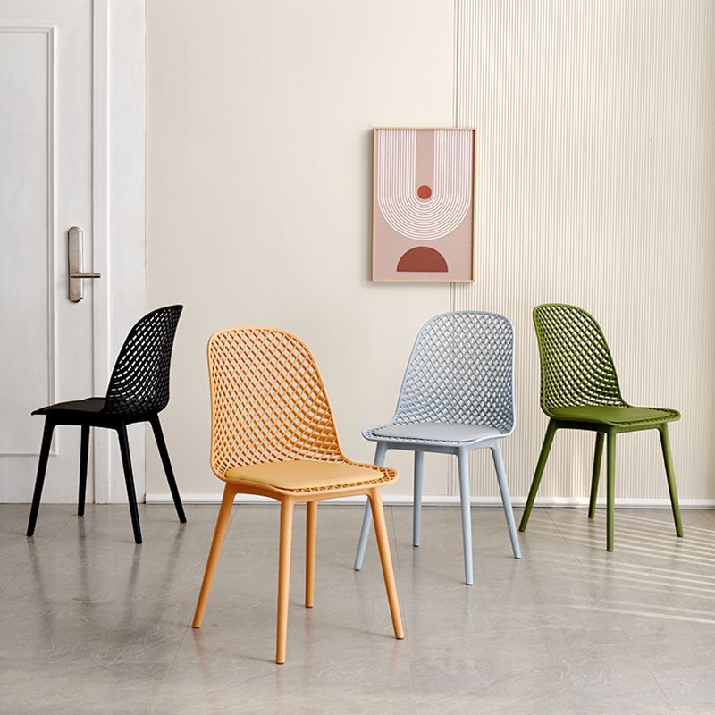 Contemporary Style Dining Chairs Armless Chairs with Plastic Legs for Home