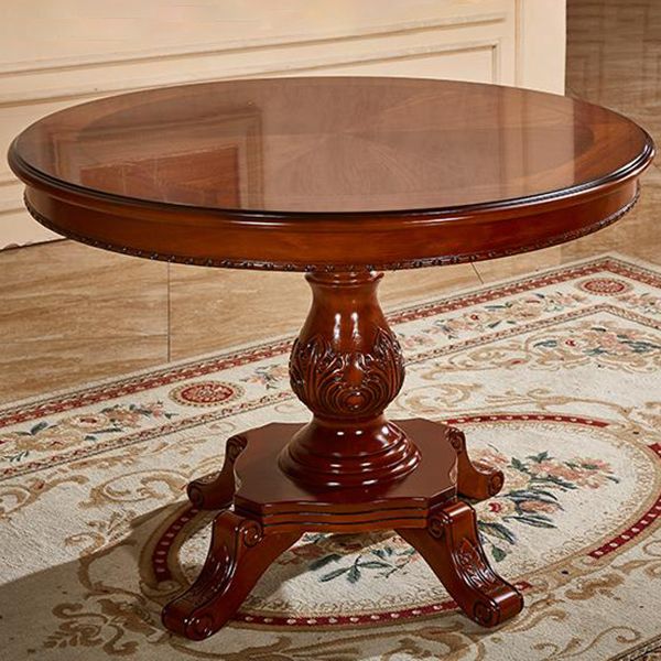 Mesa de comedor redonda victoriana de madera sólida Mesa de goma de madera superior para el hogar