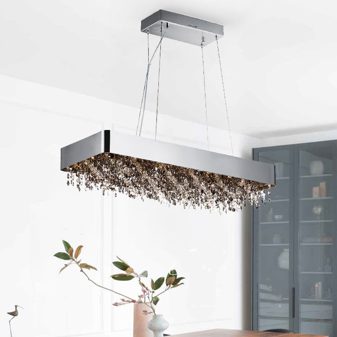 Ideas de iluminación de isla rectángulo de estilo contemporáneo Crystal Island Lights