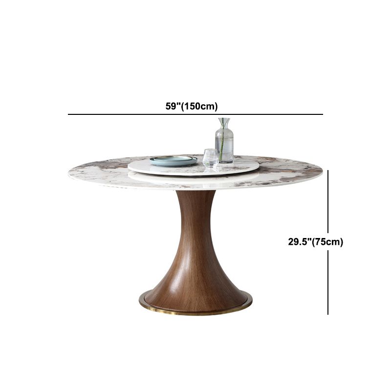 Round Sintered Stone Dining Table Modern Furniture with Pedestal Base for Indoor