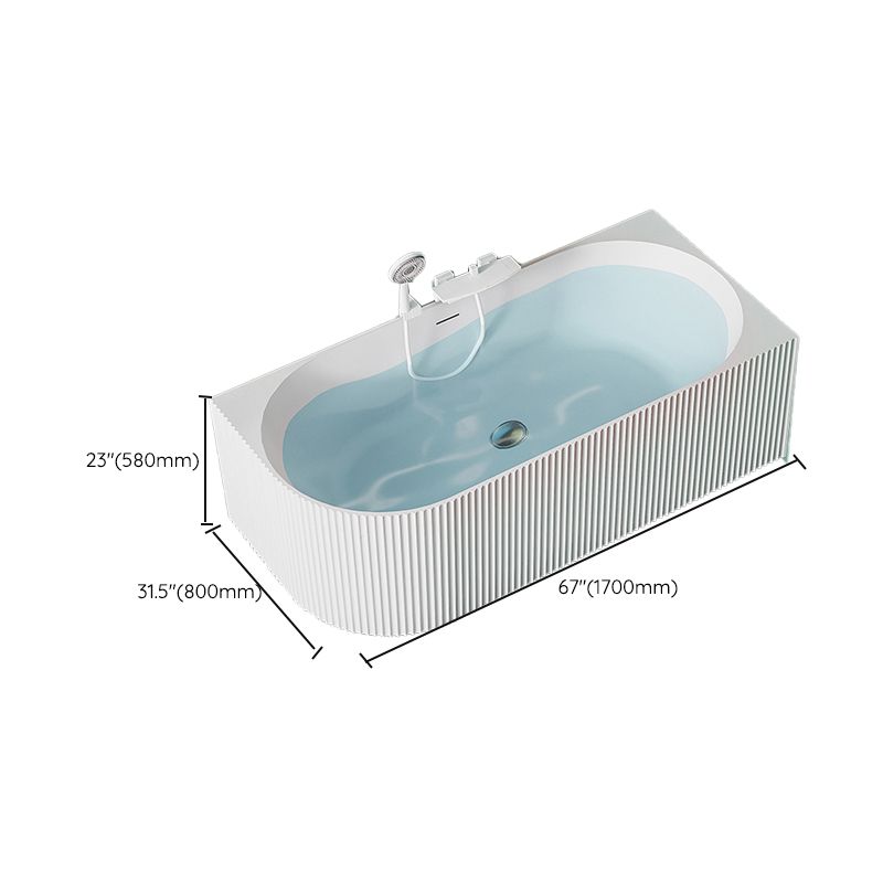 Modern White Acrylic Soaking Bathtub Rectangle Back to Wall Bathtub