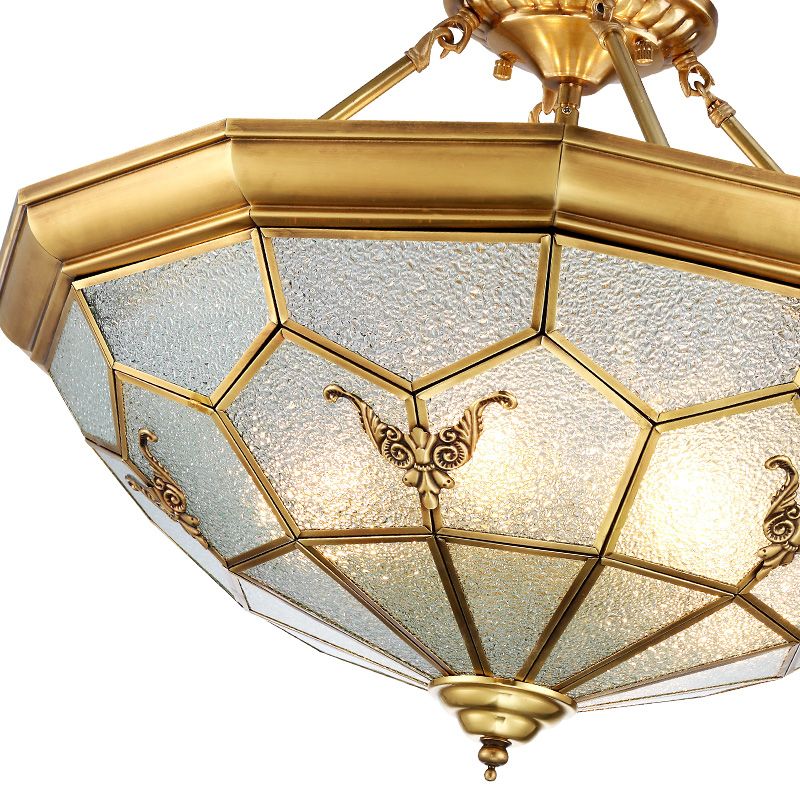 Prism Salon Salle Semi-Flush Mount Colonial Semed Verre 4/6 Bulbes en laiton Plafond Lightture, 19,5 "/25.5" W