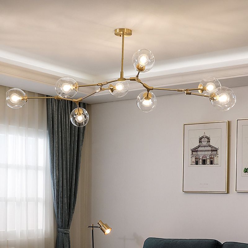 Apparecchi di illuminazione del lampadario ramificati Luce di sospensione in vetro moderno per soggiorno