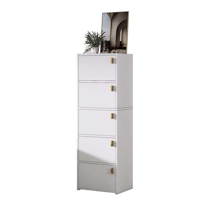 Modern Rectangle Chest White Wood Storage Cabinet with Drawer