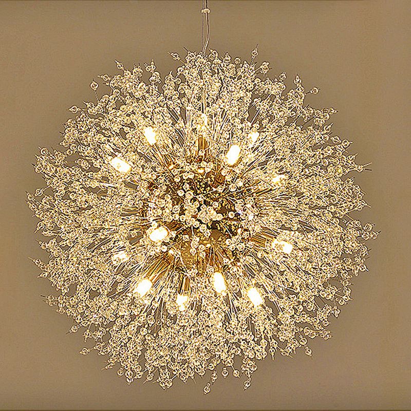 Modern Chandelier Light Fixtures Dandelion Suspension Pendant Lamps with Crystal Beads