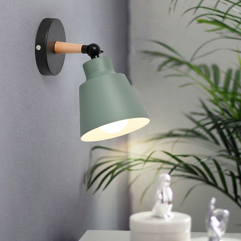 Macaron Colored Bucket Wall Sconce Rotatable One Light Metal Sconce Light for Living Room