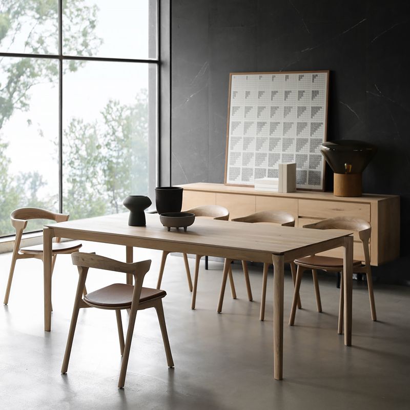 Rectangle Contemporary Dining Table Wood Color Fixed Table with Pinewood Solid Wood