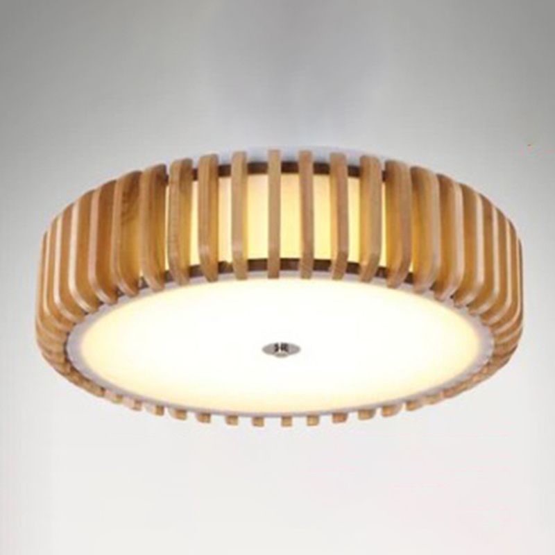 Tambour Flush Mount Ceiling Lighting Fixture Asian 1-Light Flushmount Ceiling Lamp with Acrylic Shade