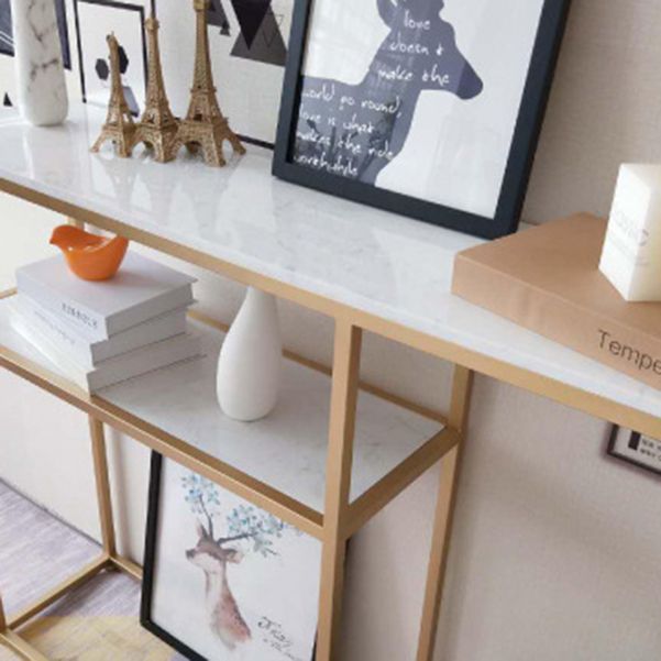 12" W Glam Marble Console Table Stain Resistant Frame Accent Table for Hall