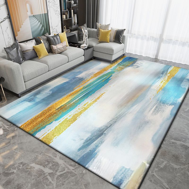 Tapis bleu Simple, couleur bosselée, résistant aux taches, pour la décoration de la maison