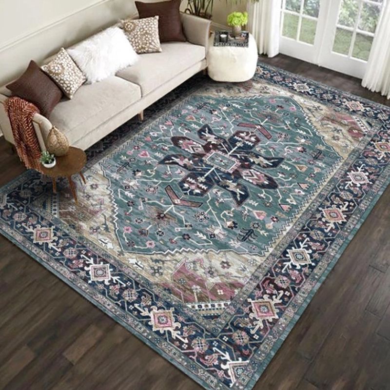 Exotic Geometric Patterned Rug Multicolored Moroccan Rug Polypropylene Stain Resistant Non-Slip Backing Machine Washable Carpet for Room