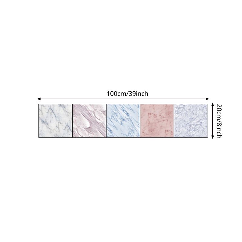 Pink-Blue Marble Wallpaper Panels Square Tiles Modern Peel off Wall Covering for Kitchen