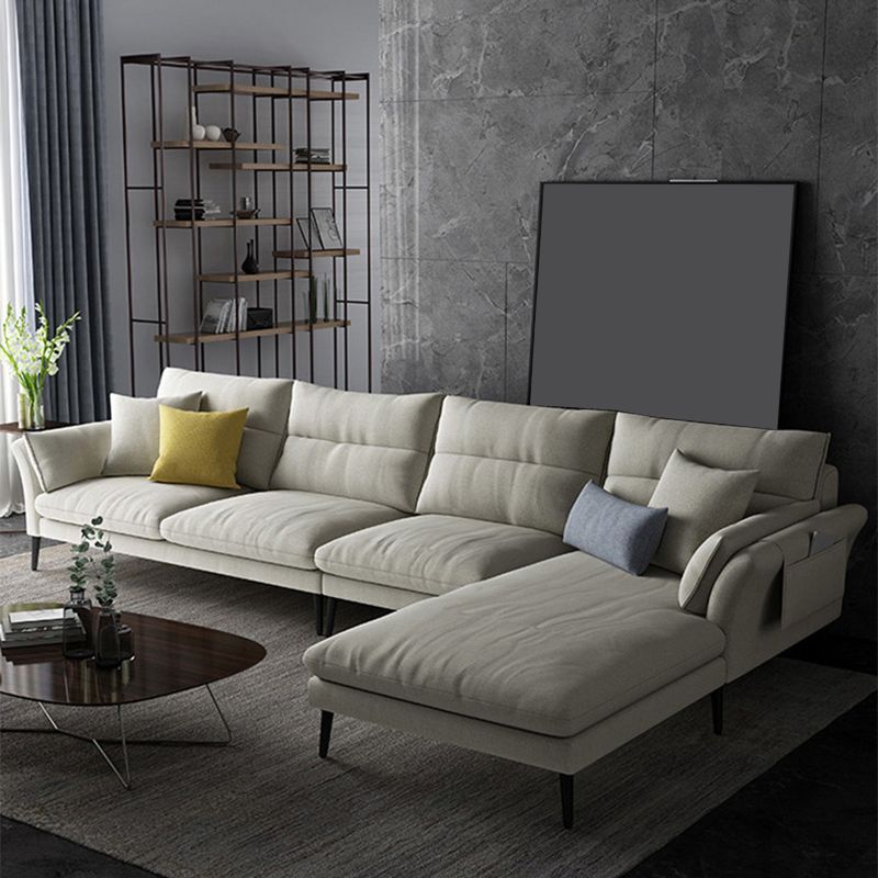 Flared Arm Fabric Sectional with Storage 4-seater Sofa & Chaise