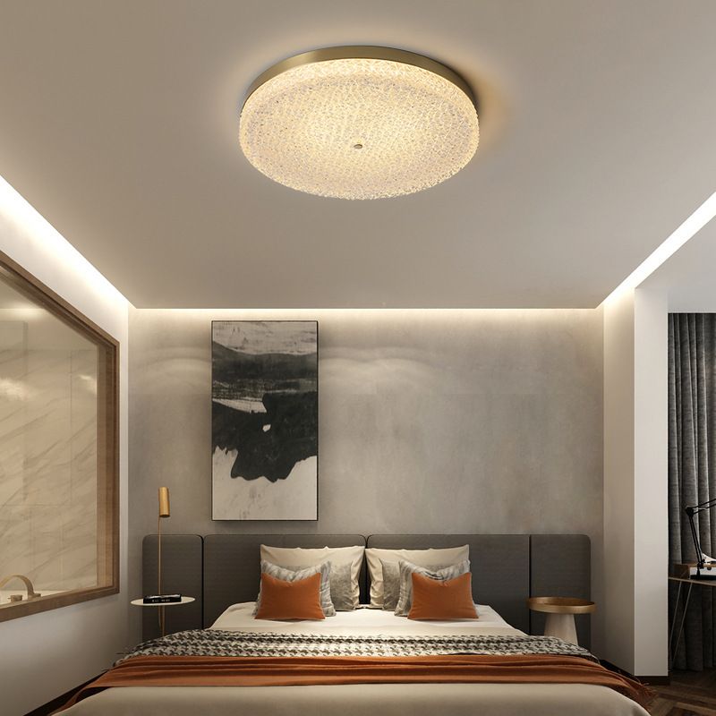 Lámpara de techo LED de forma circular, cobre moderno, 1 luz, montaje empotrado para balcón