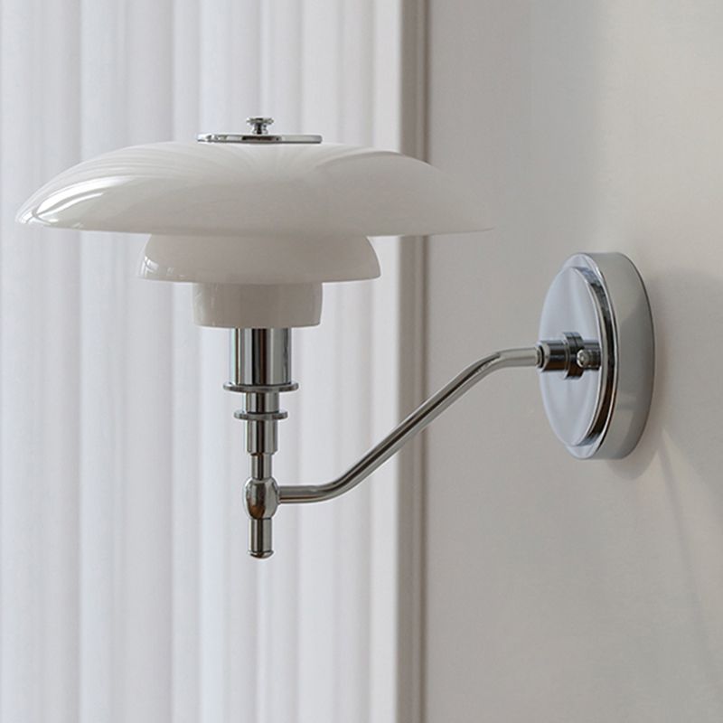 Industrial White Shade Wall Mounted Sconce Glass Shade Wall Lights for Bedroom