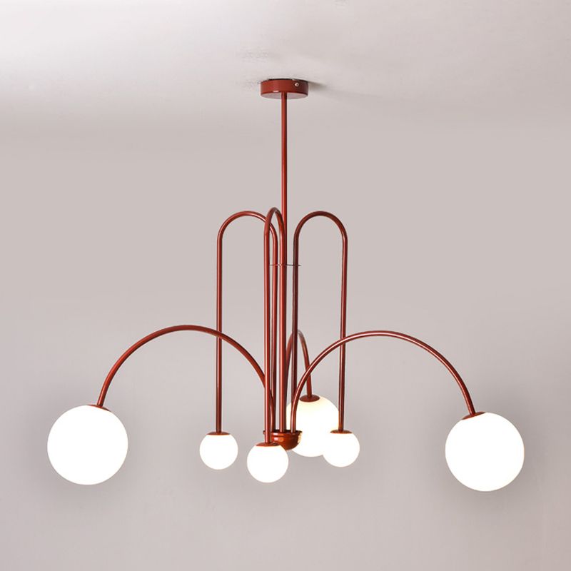 Moderne stijl bolvormige tint tak hangend licht glas multi -light kroonluchter