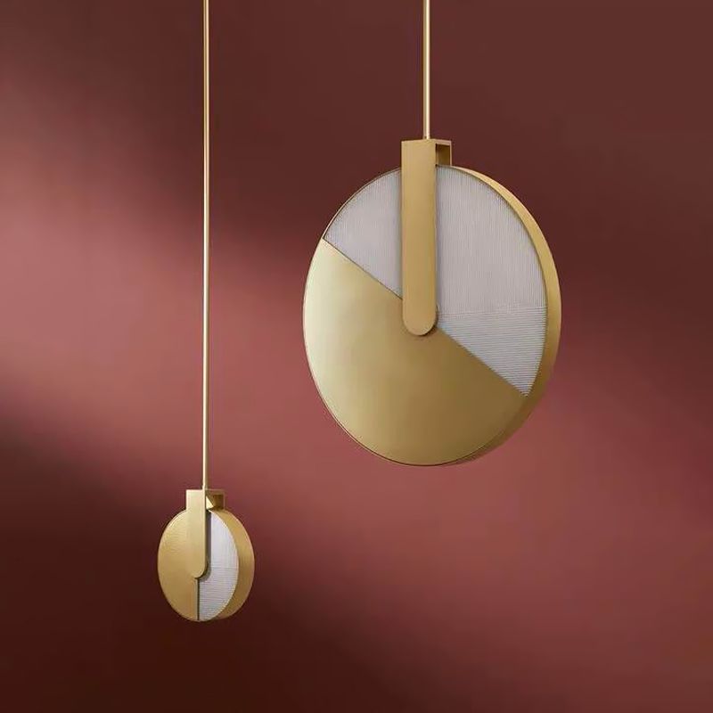 Circle Panel Rotatable Hanging Light Post-Modern Aluminum LED Brass Ceiling Lamp in White/Warm Light