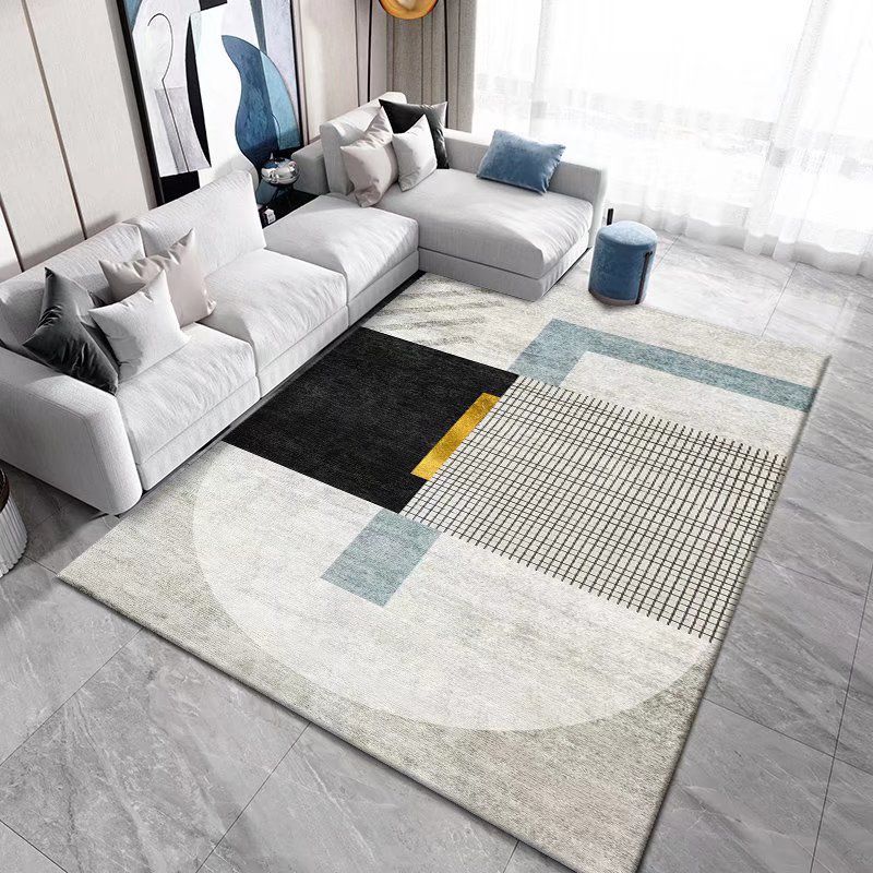 Dark Grey Carpet Poyester Graphic Carpet Washable Carpet for Home Decoration
