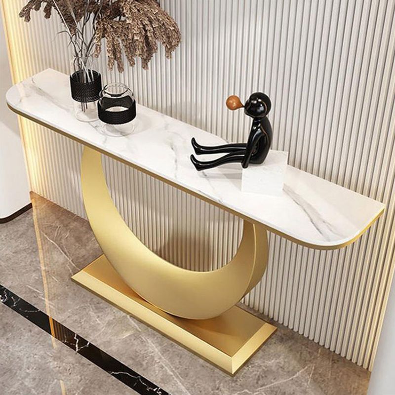 White/Black Console Table Glam Stone Console Table- 11.81" D x 29.5" H