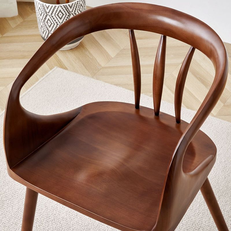 Contemporary Style Open Back Solid Wood Dining Arm Chair for Home