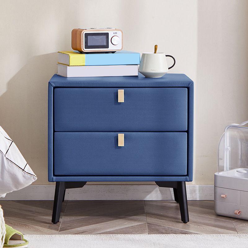 Modern Style with Two Drawers and a Choice of Color Leather Nightstand