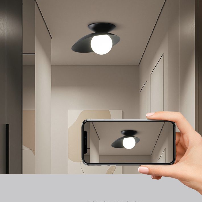 Single Black Flush Mount Lighting Unique Metal LED Ceiling Light