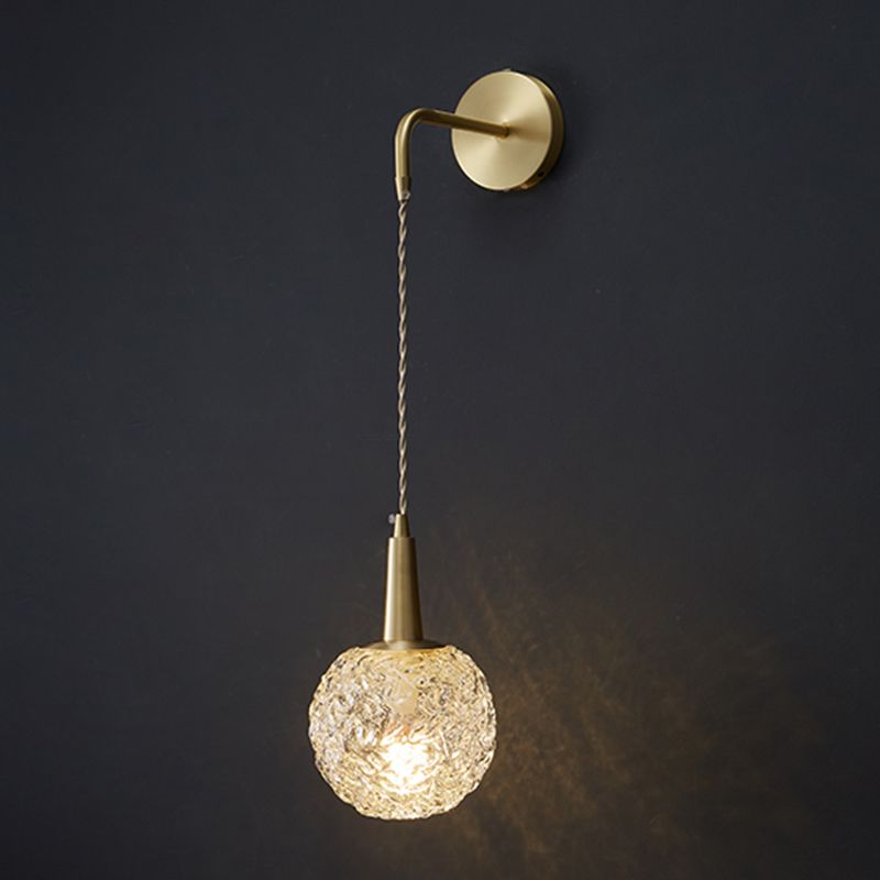 Nordic Style Crystal Wall Light Gold Globe Wall Sconce for Living Room