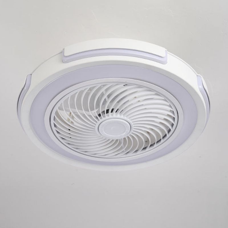 Nordic Circular Ceiling Fan Light Fixture Metallic Bedroom LED Semi Mount Lighting