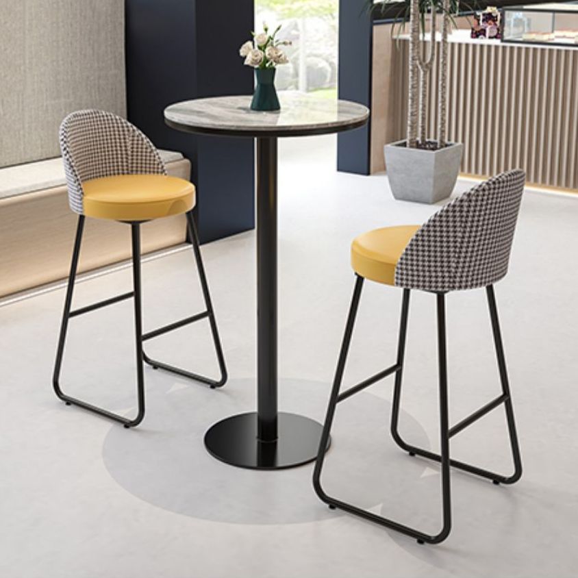 Leather Counter Stool Bucket Modern Footrest Counter & Bar Stool for Coffee Shop