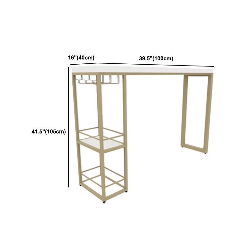 Glam 1/3 Pieces Bar Table Set Rectangle Stone Counter Table with Stools for Dining Room