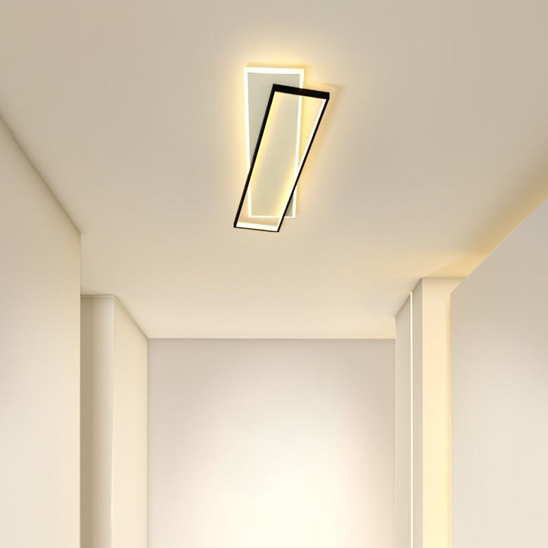 Luminaire de plafond rectangulaire noir-blanc, luminaire encastré en acrylique à LED Simple