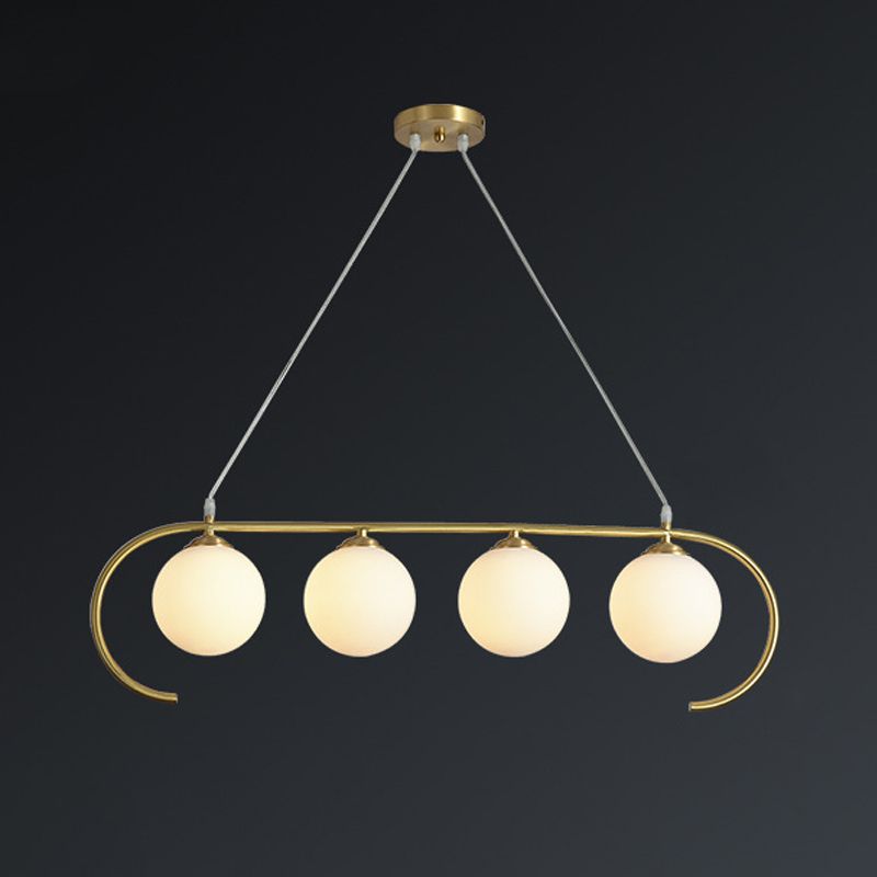 Modern Island Lighting Fixture Minimalist Glass Shade Hanging Light for Dining Room