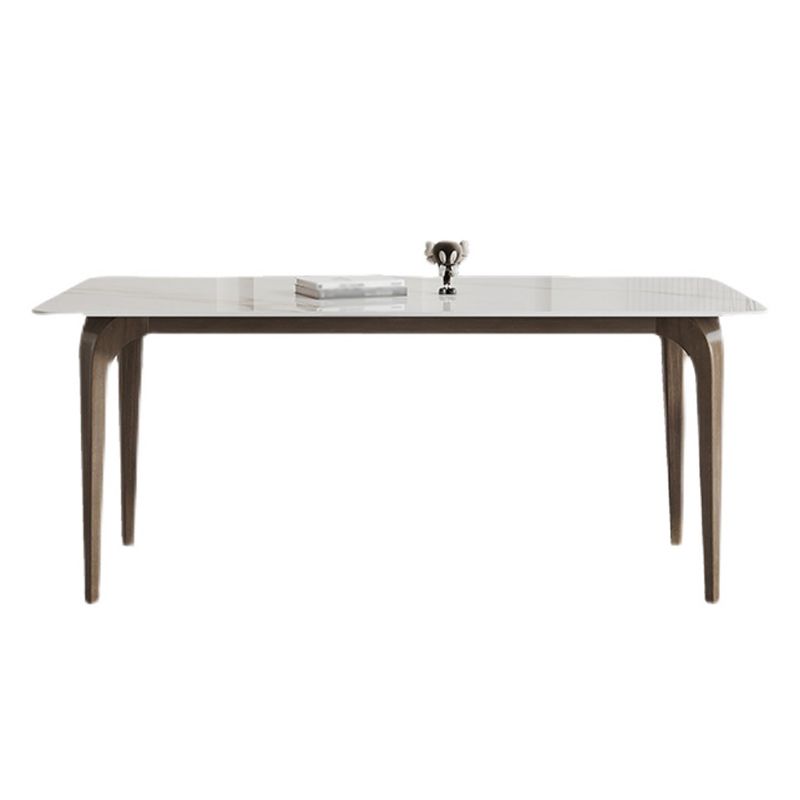 Sintered Stone White Dining Table Industrial Style 4 Legs Table for Dining Room