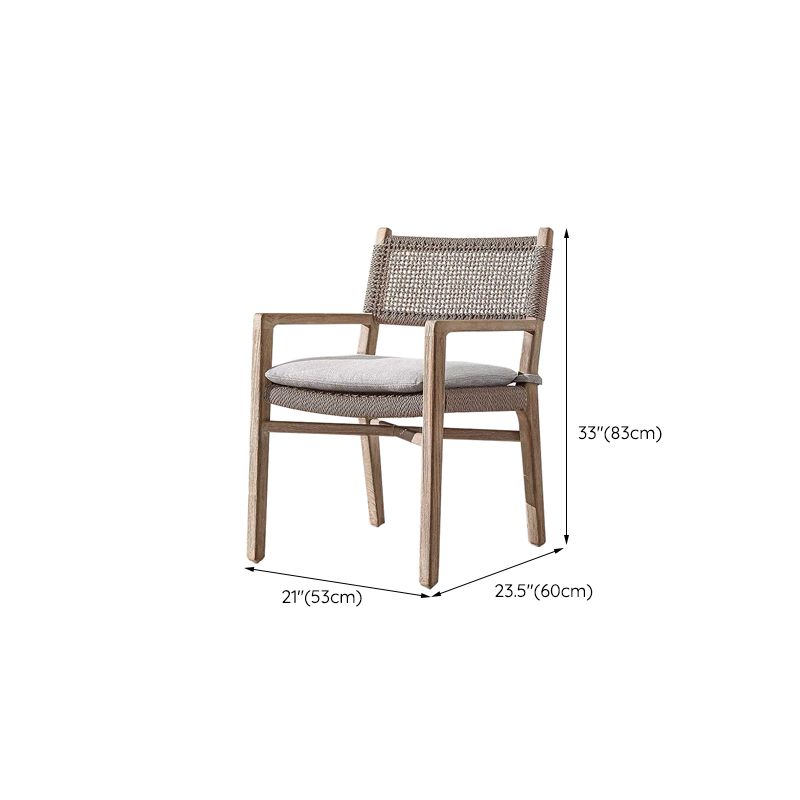 Contemporary Teak Armchair Solid Wood Dining Armchair with Upholstered