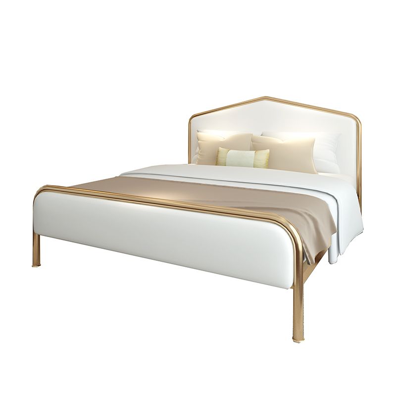 Upholstered Standard Bed with Headboard Low Profile Metal Bed