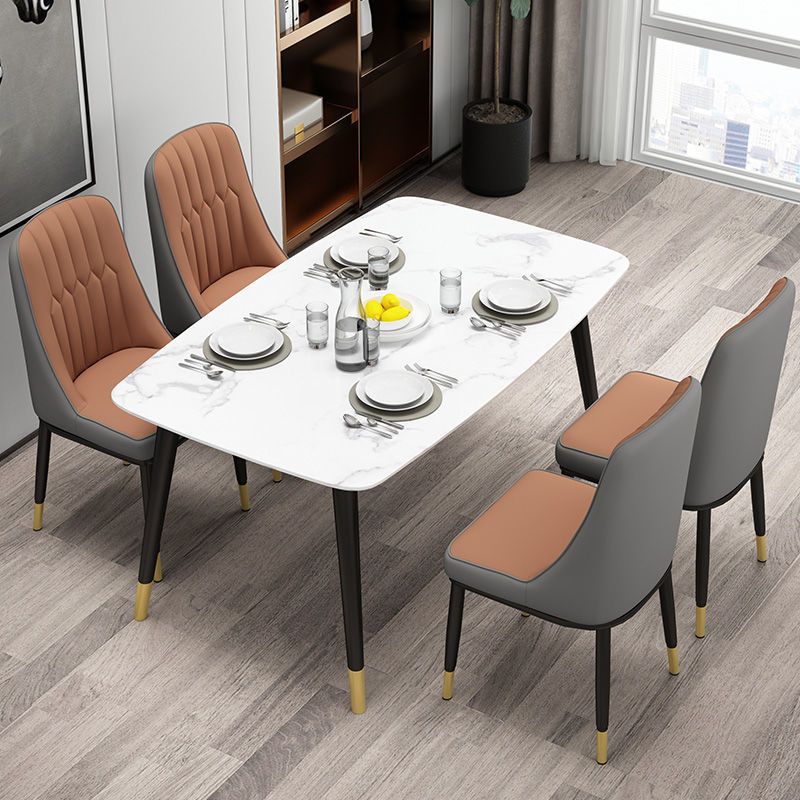 Glam Style Parsons Side Chair Faux Leather Indoor Dining Chair