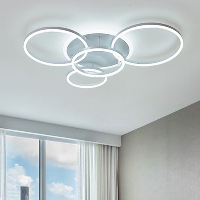 Lámpara de techo empotrada con anillo tipo halo acrílico LED simple 2/3/5 luces Lámpara de techo de montaje empotrado blanca en luz cálida/blanca
