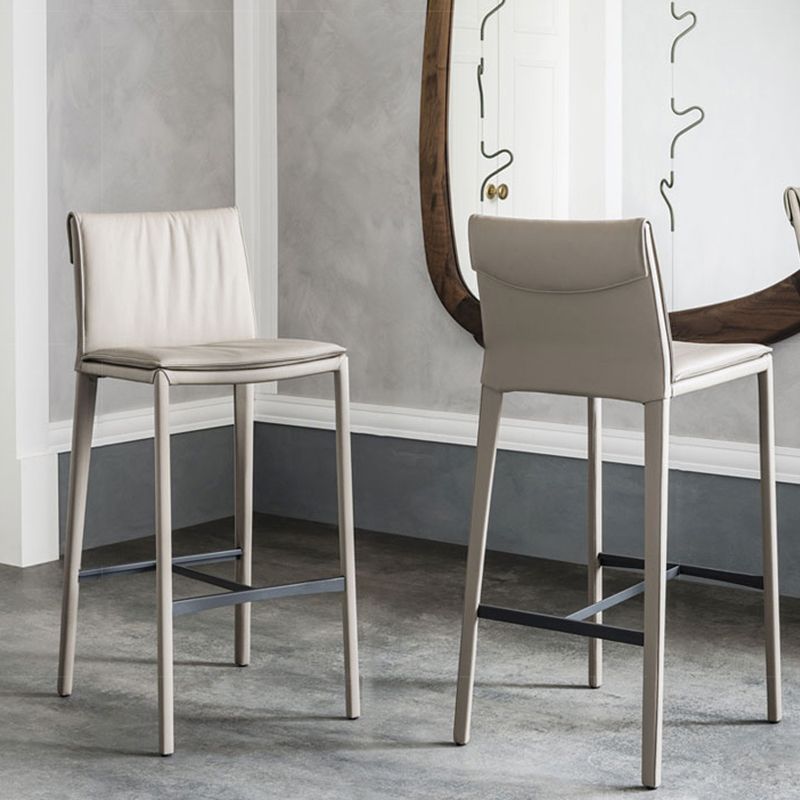 Nordic Style Metal Bar Stool Rectangle Leather Bar Stools for Living Room