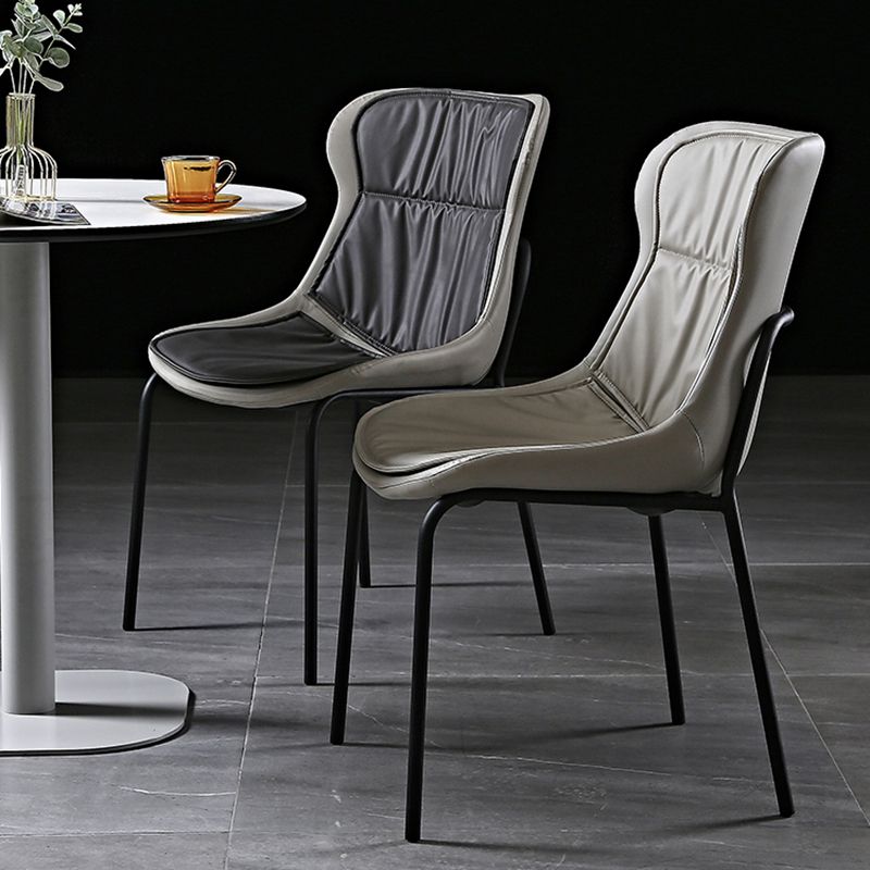 Industrial PU Leather Dining Chairs Solid Back Chair for Home