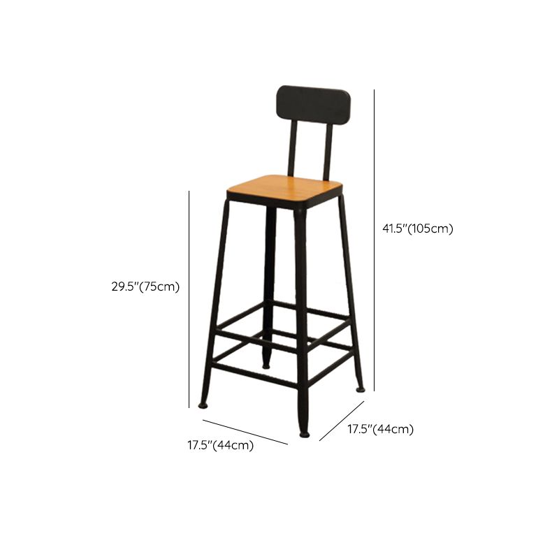 Contemporary Bar-height Counter Stool Low Back Bar Stool with Metal Base