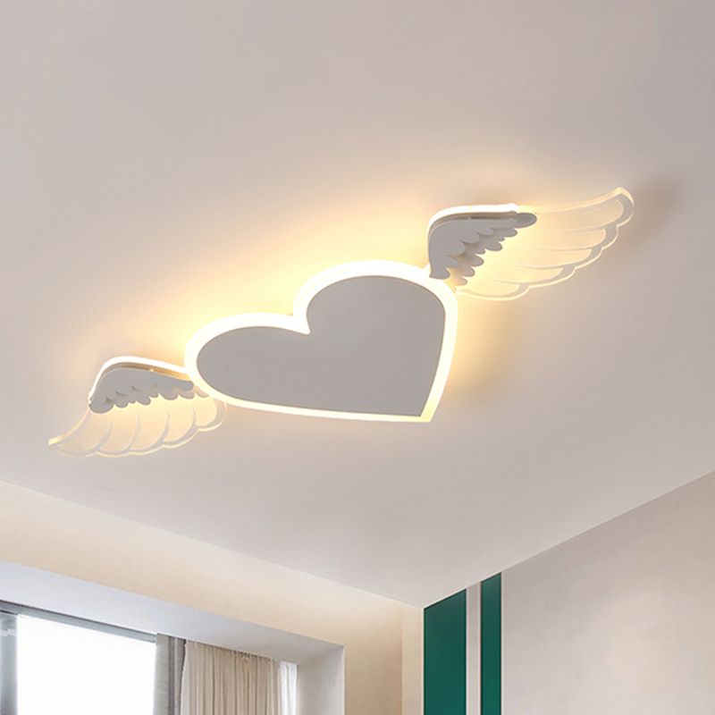 Plafonnier LED en forme de cœur blanc/rose pour enfants, plafonnier en métal pour enfants, lumière chaude/blanche