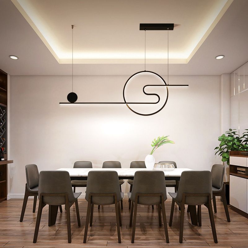 Modern Simplicity LED Linear Pendant Light Aluminium Adjustable Hanging Lamp for Dining Room