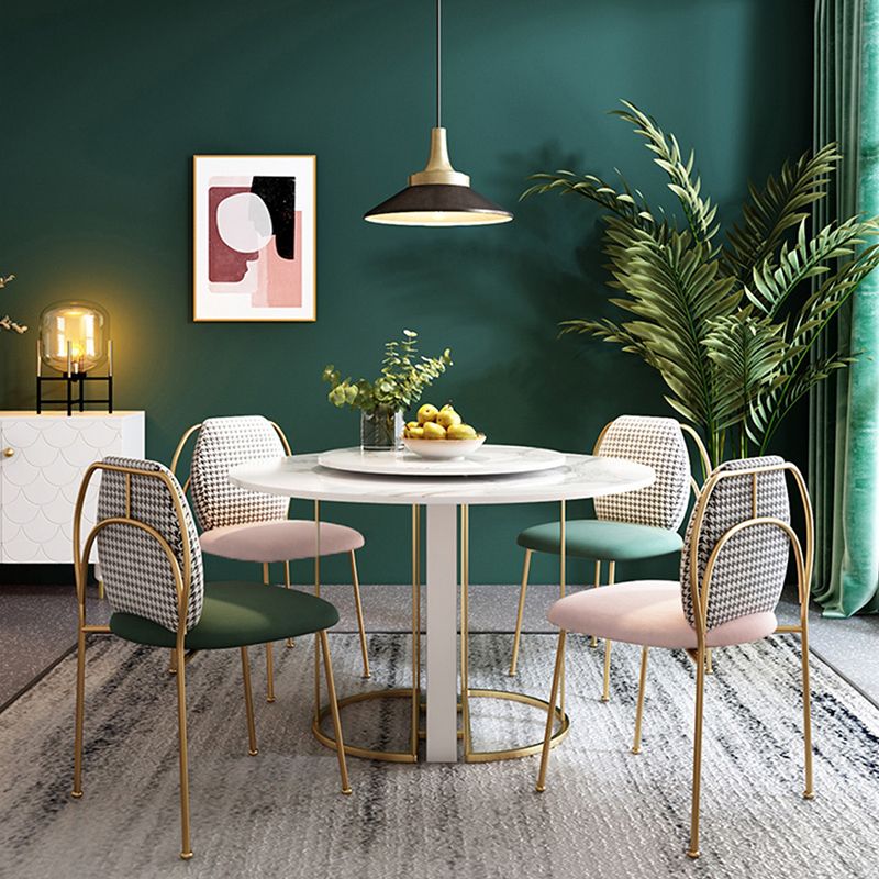 Fabric Dining Side Chair Nordic Style Solid Back Armless Dining Chair